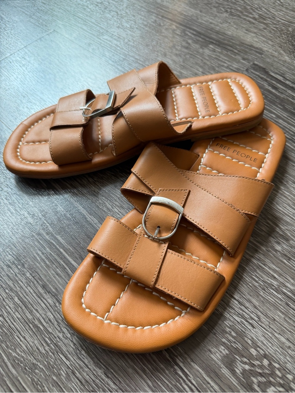 Free People Sloan Buckle Sandals in Cinnamon Clay/Cognac